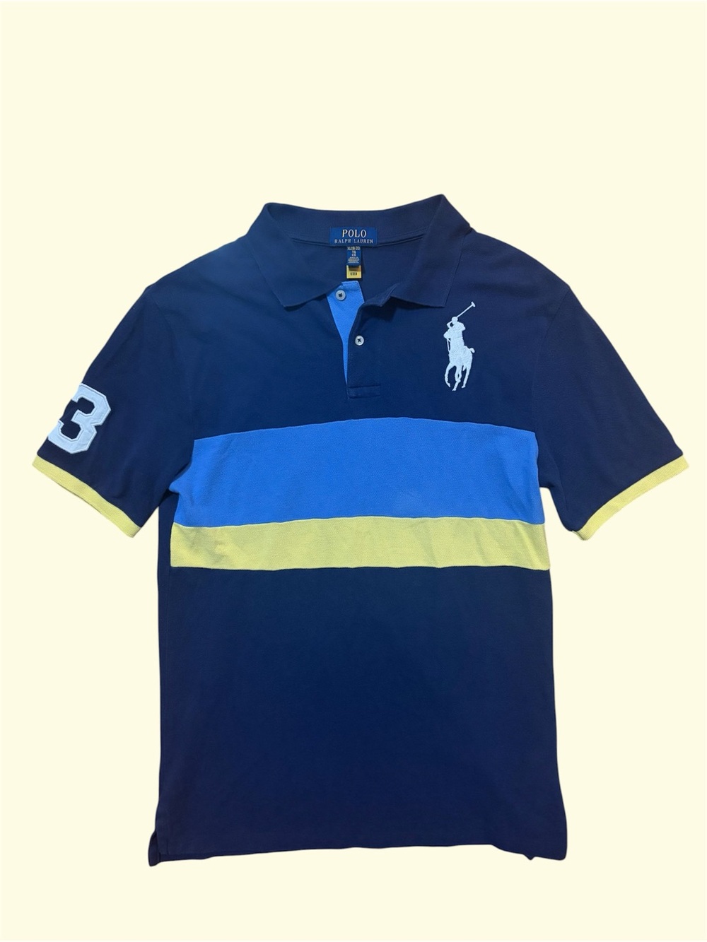 Polo by Ralph Lauren Navy Polo with Blue Placket and Yellow Logo
